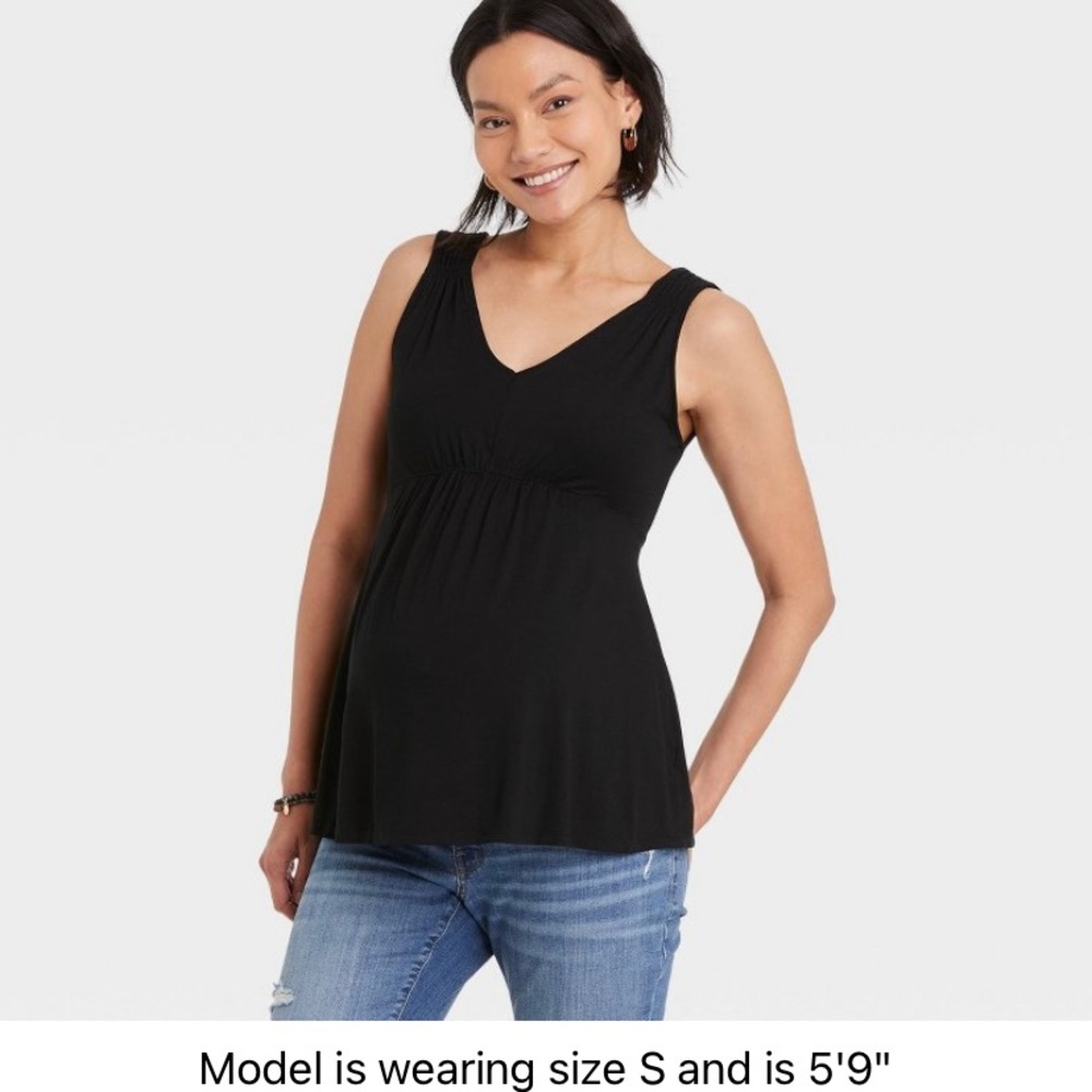 NWT Black Maternity Tank Top Medium - Sleeveless Black Shirt Isabel Maternity